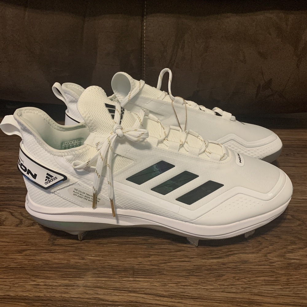 Adidas Icon 7 Boost White Black Metal Baseball Cleats Men's Size 14 GX2803